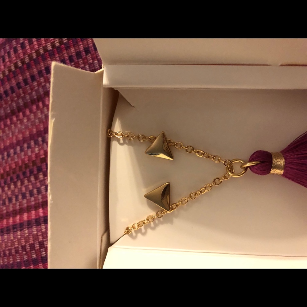 Lily Sky Tassel Long Necklace triangle earring set - Picture 2 of 6